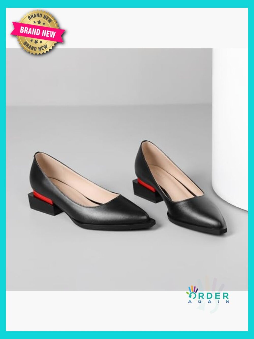 Women's Chunky Heel Pumps Pointed Toe Comfortable Dressy Flats Arch Support - Picture 5 of 7